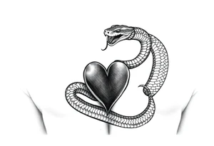 Can you give an example of a snake tattoo that wraps around the elbow and ends on the forearm on the ulnar side? With the words jealous, shame, and black heart subtly incorporated. tattoo idea