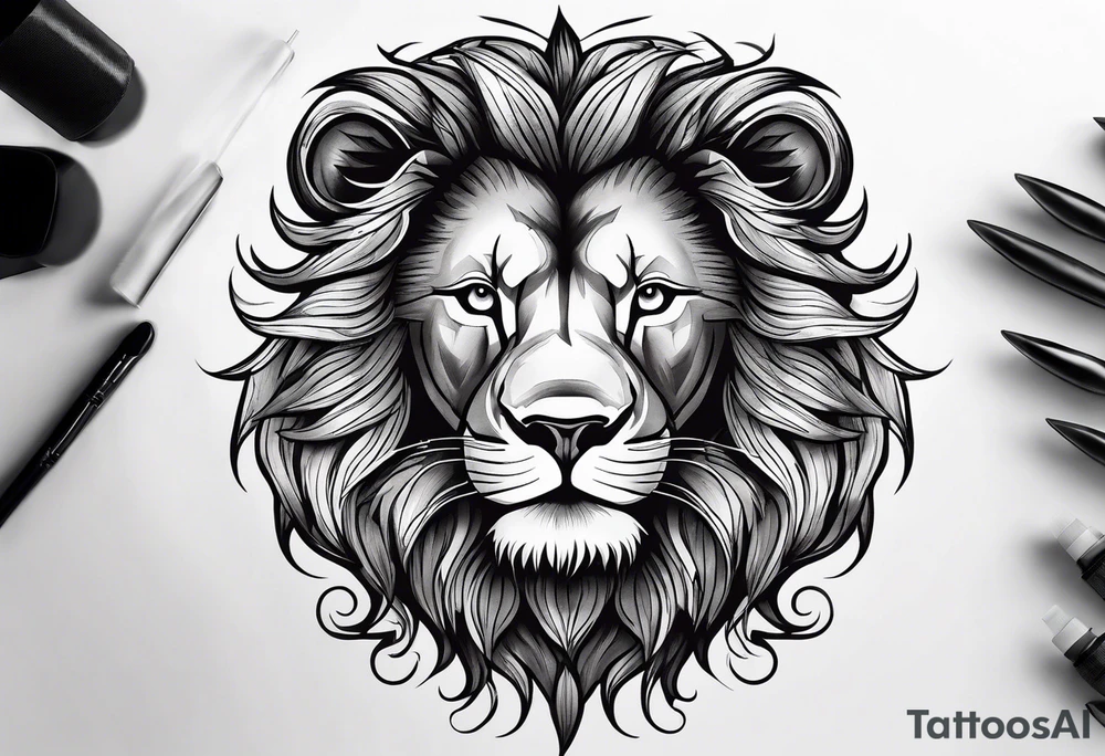 powerful majestic lion, close-up tattoo idea