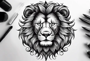 powerful majestic lion, close-up tattoo idea