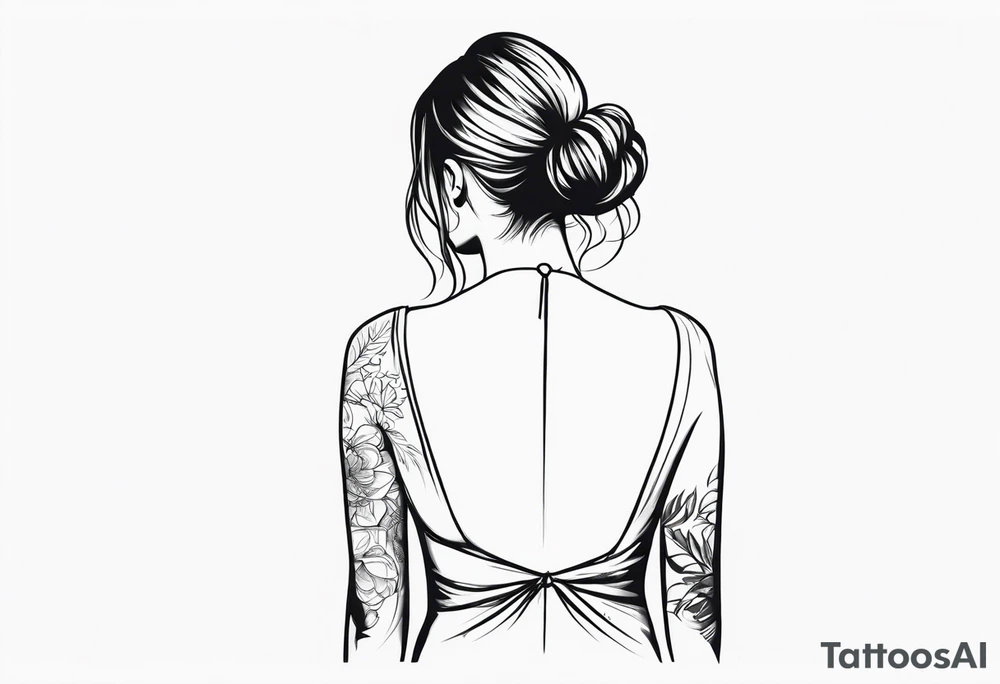 Back of a Woman with shadows tattoo idea