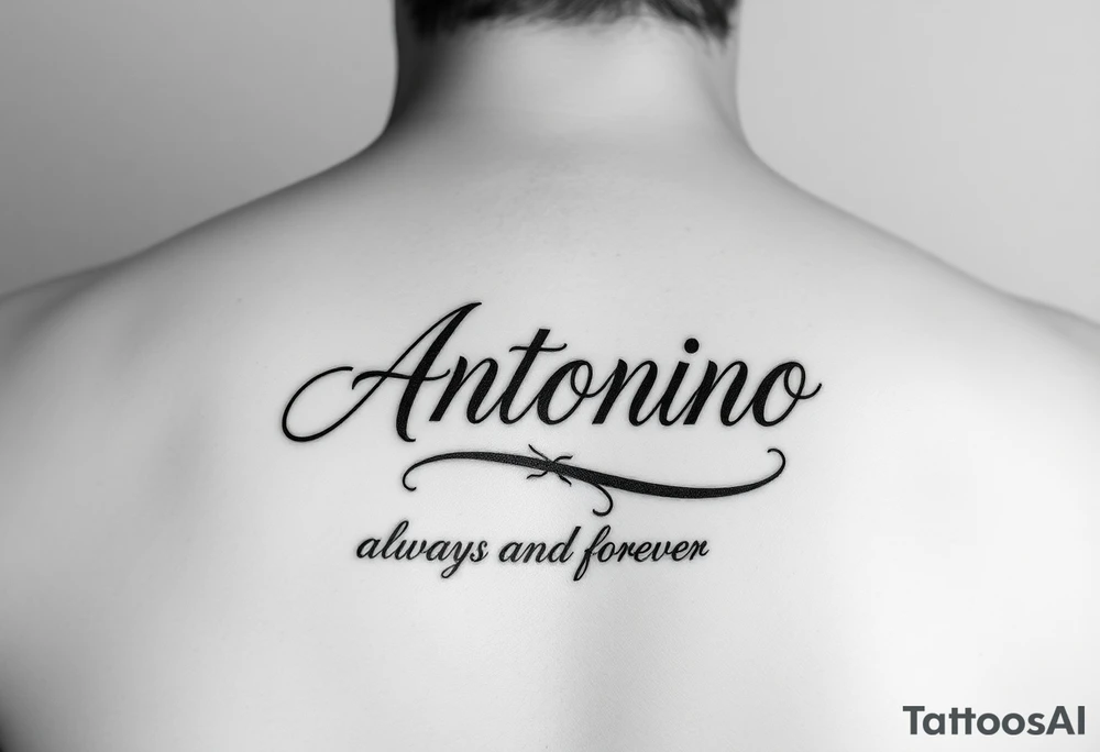 Make me a tattoo design with my husbands name Antonio that shows my love is always and forever for a female tattoo idea