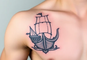 viking ship frontal, sea tattoo idea