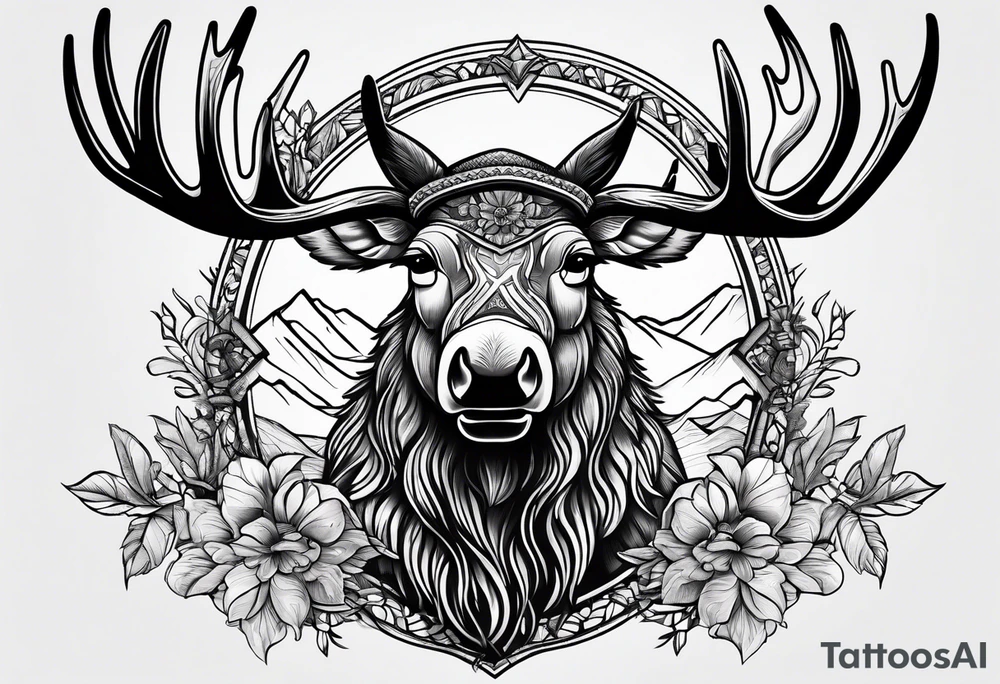 a psychedelic moose tattoo idea