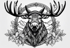 a psychedelic moose tattoo idea