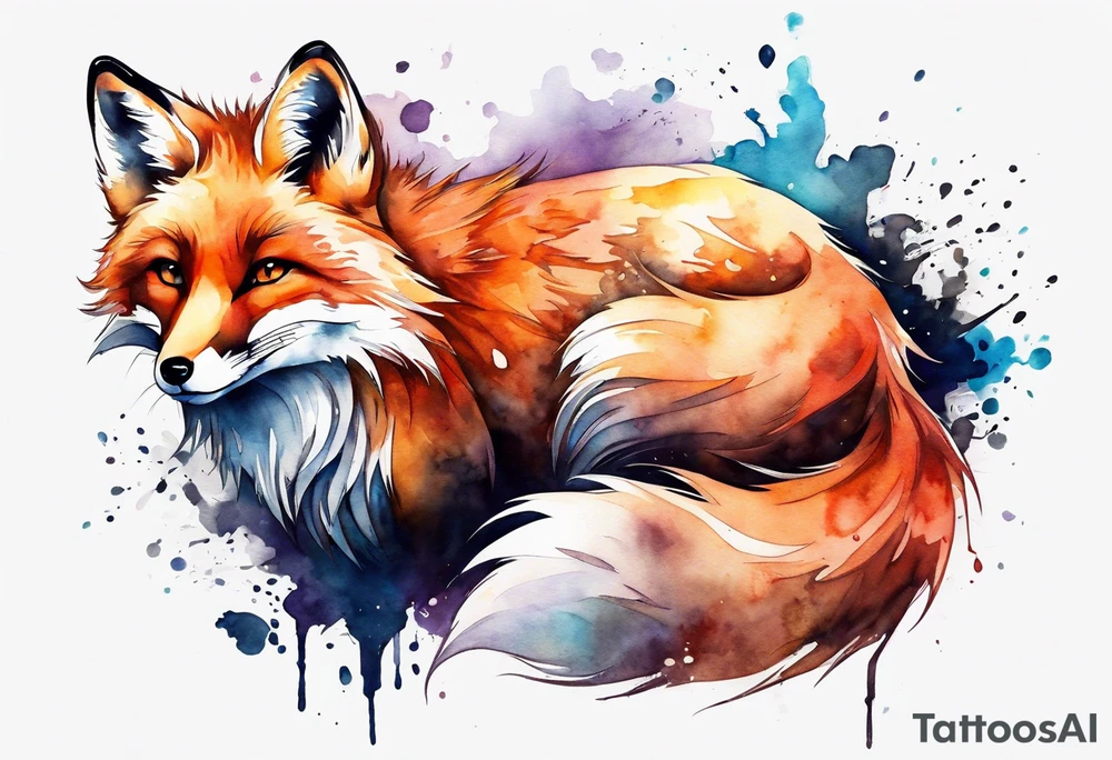 Watercolor fox tattoo idea