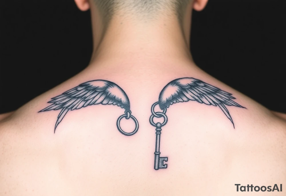 He still holds the key dangle key from red bird in memory of tattoo idea