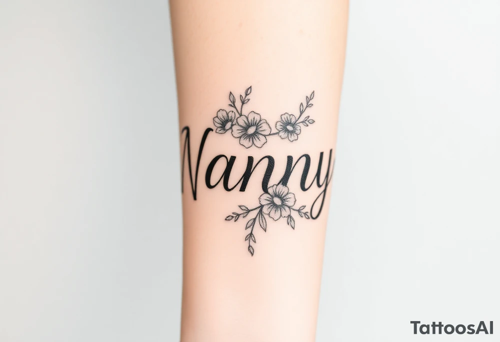 Word Nanny with flower
 tattoos tattoo idea