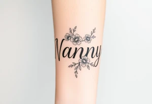Word Nanny with flower
 tattoos tattoo idea