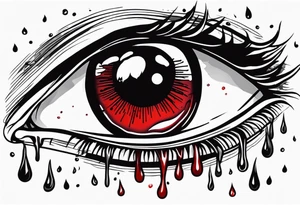Bleeding red  eye tears flow tattoo idea