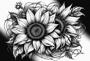 Sunflower and barbed wire half sleeve tattoo idea