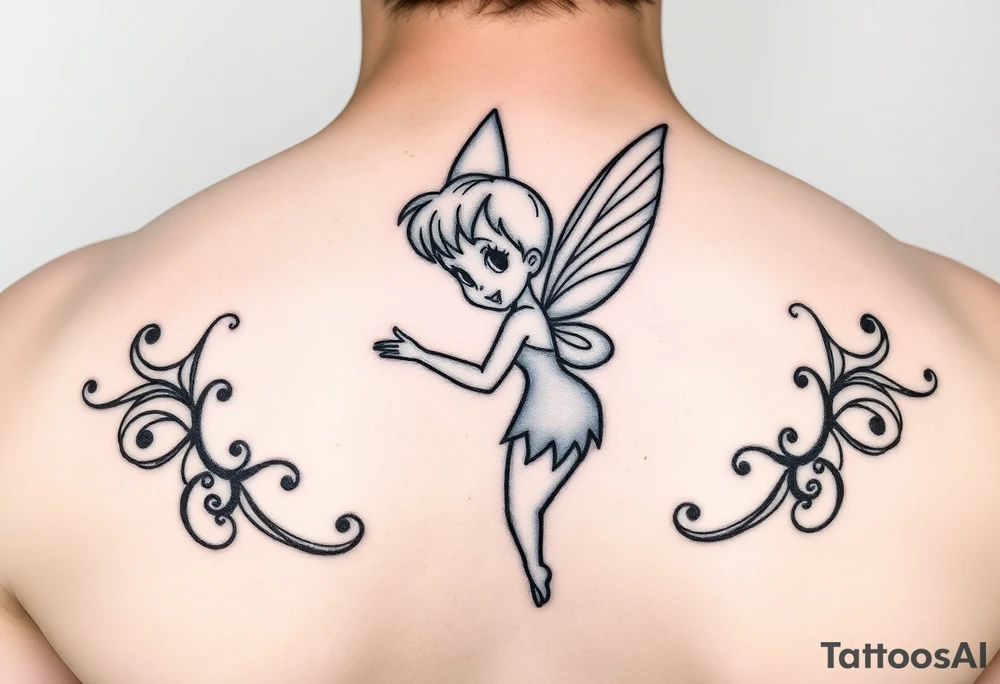 Tinkerbell all black tattoo idea