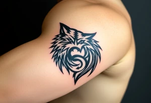majestic yin yang wolf tribal tattoo idea