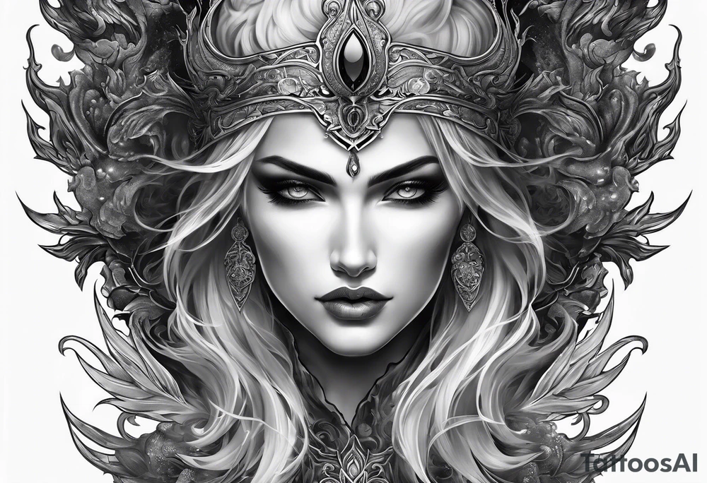 Hades underworld side profile tattoo idea