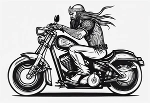 Motorcycle front view with viking tattoo idea