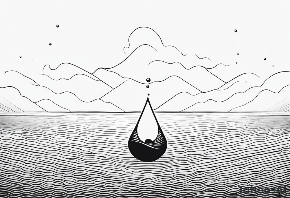 small water drop falling into calm ocean tattoo idea