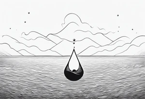 small water drop falling into calm ocean tattoo idea