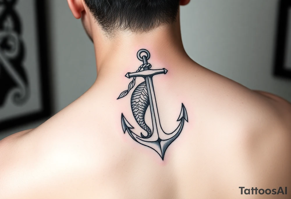 mermaid and anchor tattoo simple tattoo idea