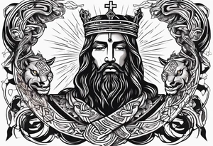 Almighty powerful King Jesus cutting off the Serpent head tattoo idea
