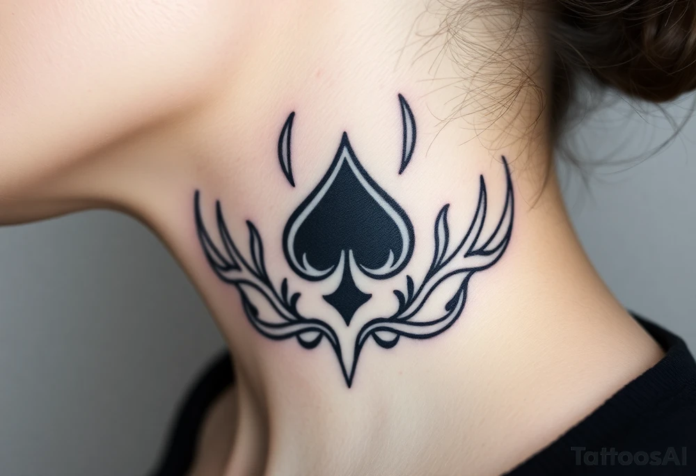 Q of spades surrounded by flames tattoo idea