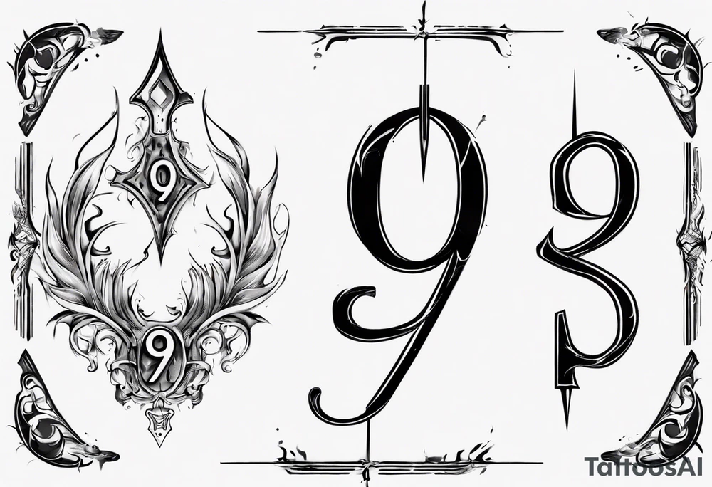 number 9 upside down and right side up connected. 9:16 aspect ratio. tattoo idea