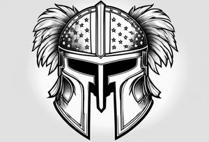Spartan warrior helmet with American flag tattoo idea