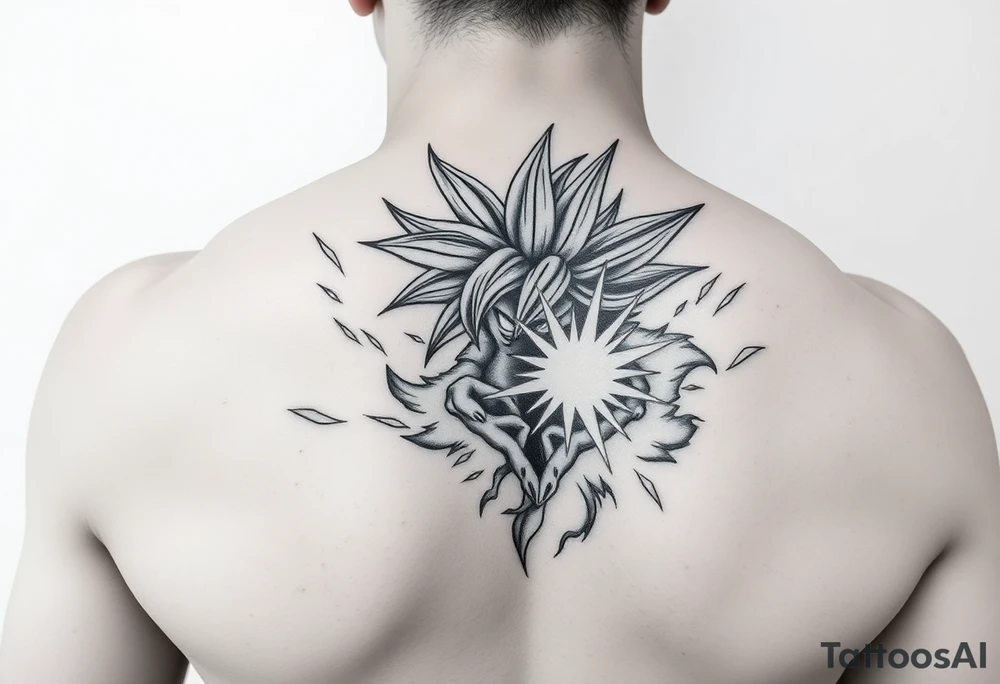 legendary dragonball z scene with energy aura and power effects tattoo idea