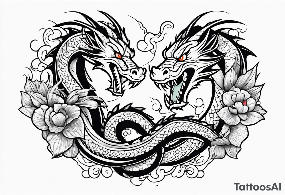 dragon fighting with snake tattoo idea