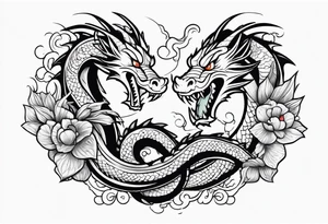 dragon fighting with snake tattoo idea