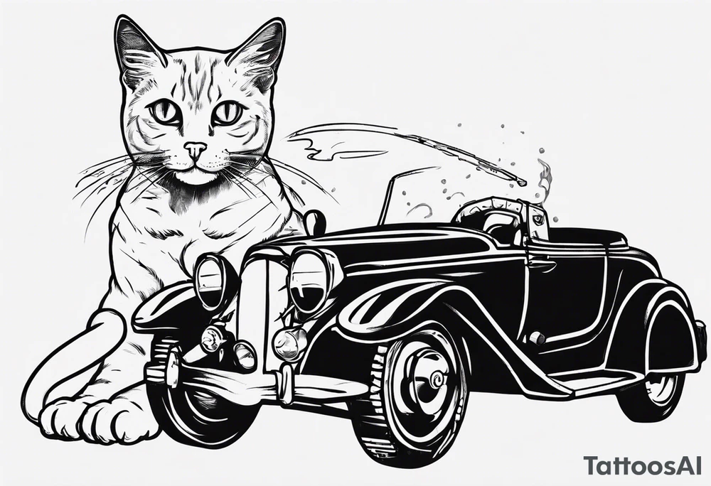 cat in a car tattoo idea