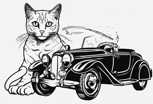 cat in a car tattoo idea