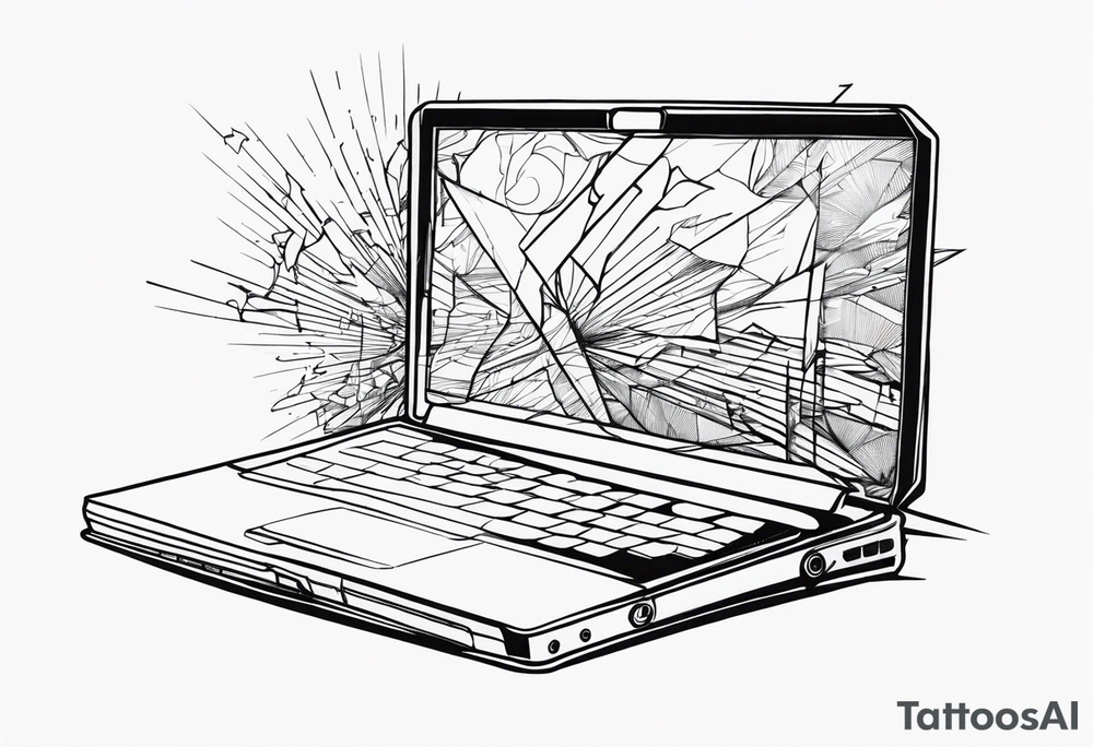 Broken laptop tattoo idea