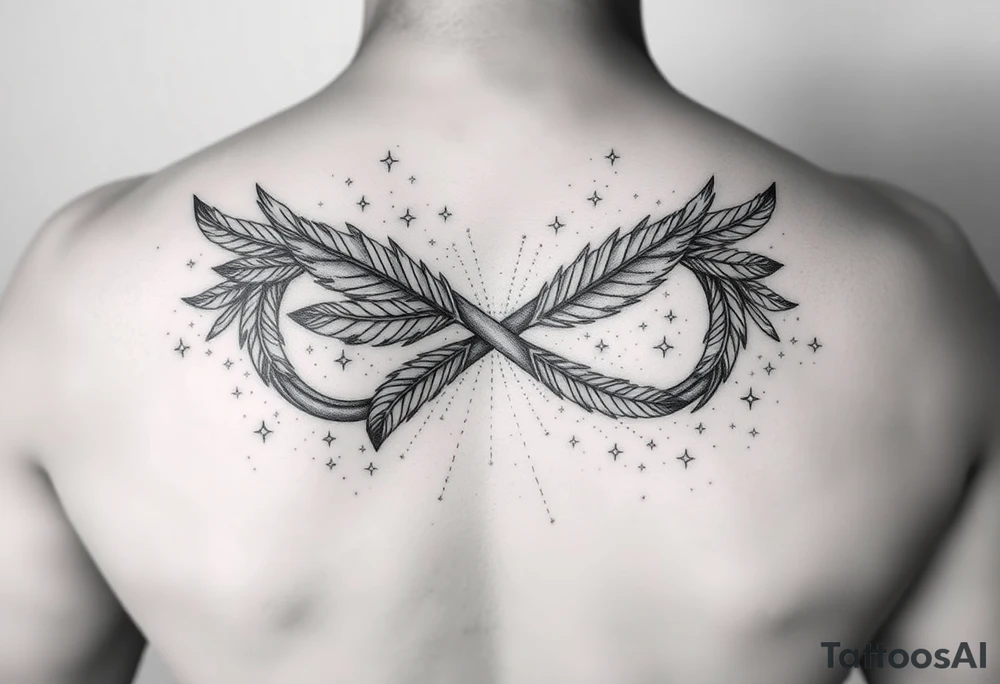 infinity symbol woven with floating feathers and stardust tattoo idea infinity symbol woven with floating feathers and stardust tattoo idea