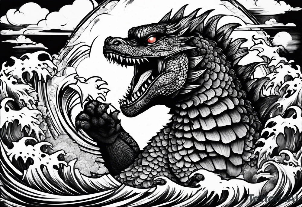 Godzilla and a Koi fish tattoo idea