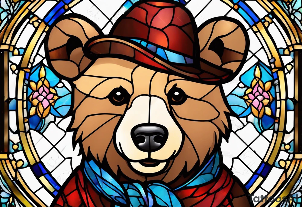 Teddy bear stained glass tattoo idea