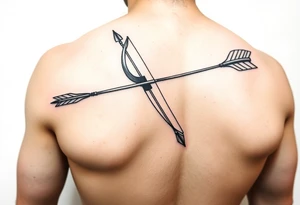Large bow and arrow on whole arm tattoo idea