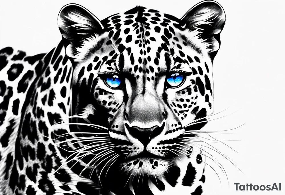 young leopard with blue eyes tattoo idea