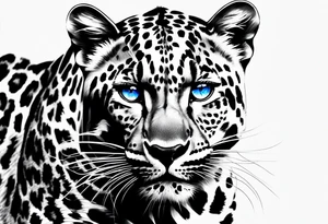 young leopard with blue eyes tattoo idea