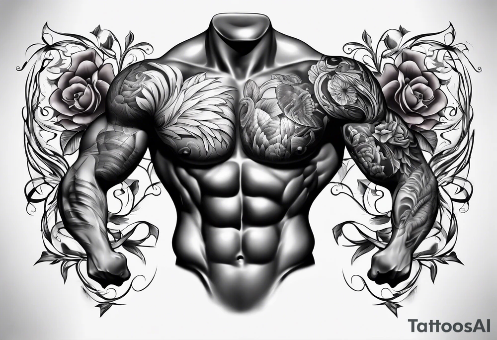 Anatomical chest and shoulder muscles tattoo idea