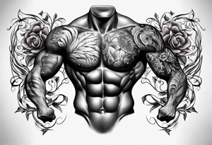 Anatomical chest and shoulder muscles tattoo idea