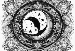 Moon and stars tattoo idea