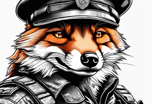 angry fox army commando with a beret tattoo idea