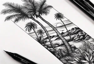 Juniper and palm tree sleeve. tattoo idea