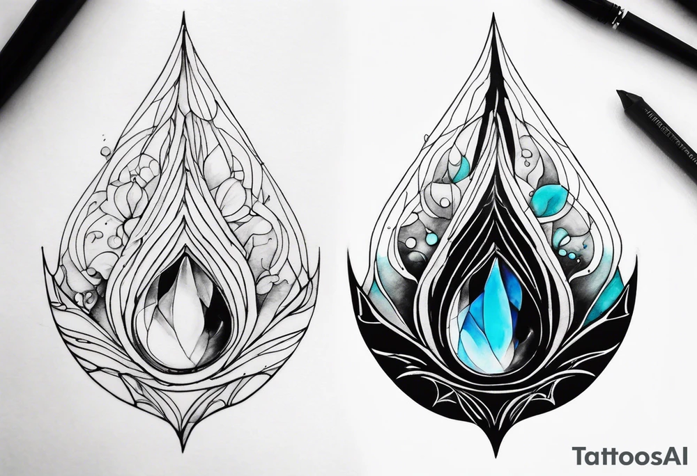 gemstone water droplet tattoo idea