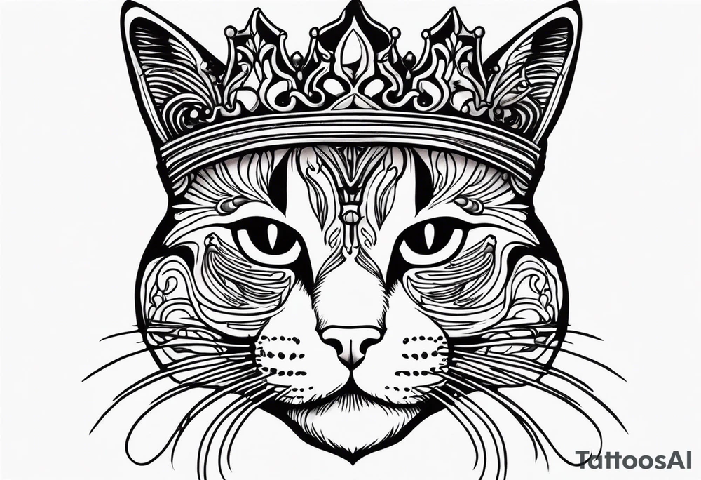 cat with crown tattoo idea