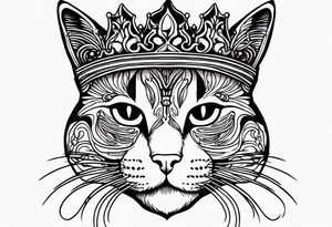 cat with crown tattoo idea