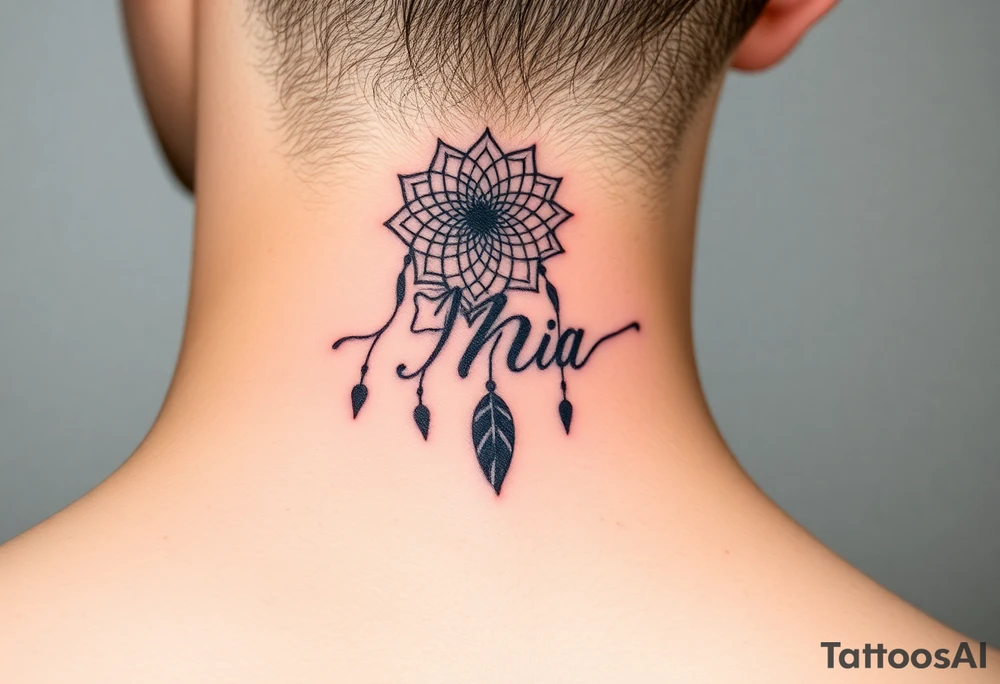 Name Nia in a  dreamcatcher tattoo idea