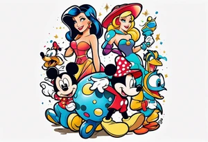 futuristic disney characters tattoo idea