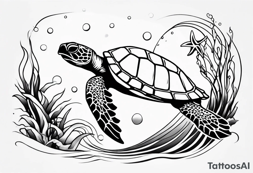 Turtle and sea star tattoo idea