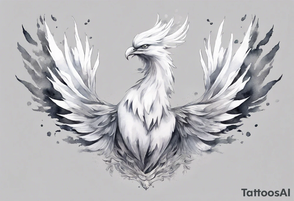 a white phoenix wearing a grey diadem crown tattoo idea a white phoenix wearing a grey diadem crown tattoo idea