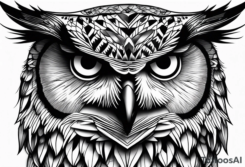 majestic owl, medium size tattoo idea